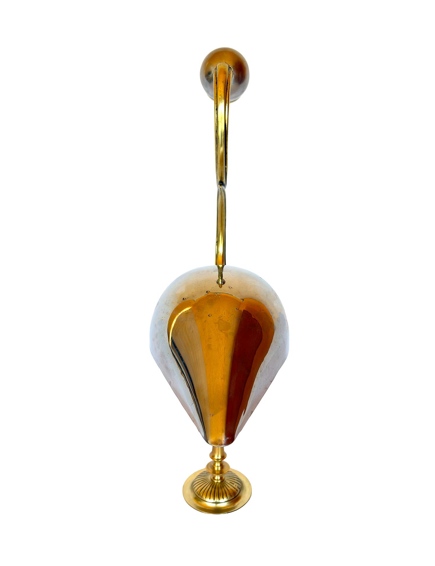 Sculptural bird made from a silver-plated salt cellar and pieces of a gilded candlestick - street view