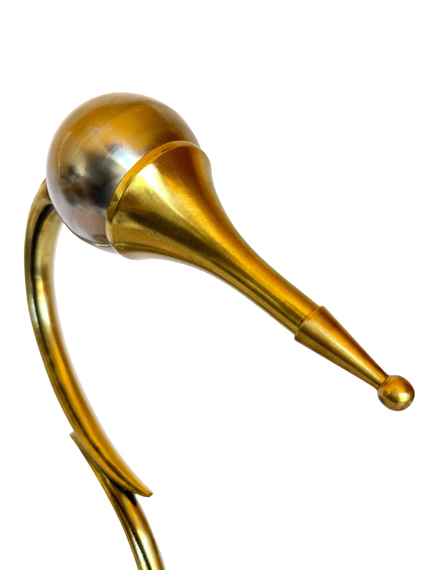 Sculptural bird made from a silver-plated salt cellar and pieces of a gilded candlestick - detail